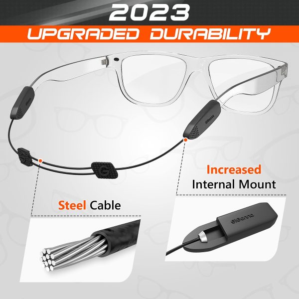 SIGONNA Adjustable Glasses Strap   3 Pcs Eyeglasses Strap Holders   No Tail Sunglasses Strap for Men Women   Eye Glasses Holders Around Head or Neck Glasses Lanyard String Straps - Image 5