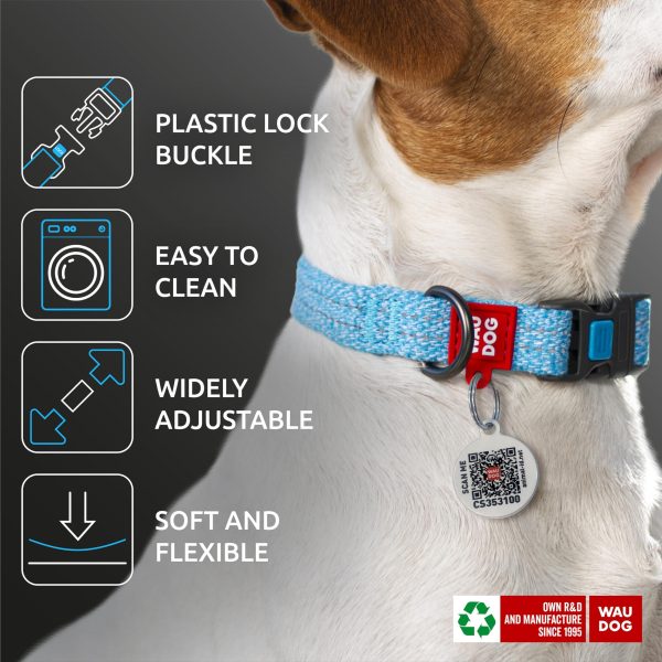 Reflective Cotton Dog Collar Eco Friendly Alt to Nylon Collar for Small Medium and Large Dogs   Pet Collar with QR ID Tag   Puppy Collar for Large Breed Dogs   Adjustable Male Female Dog Collar - Image 5