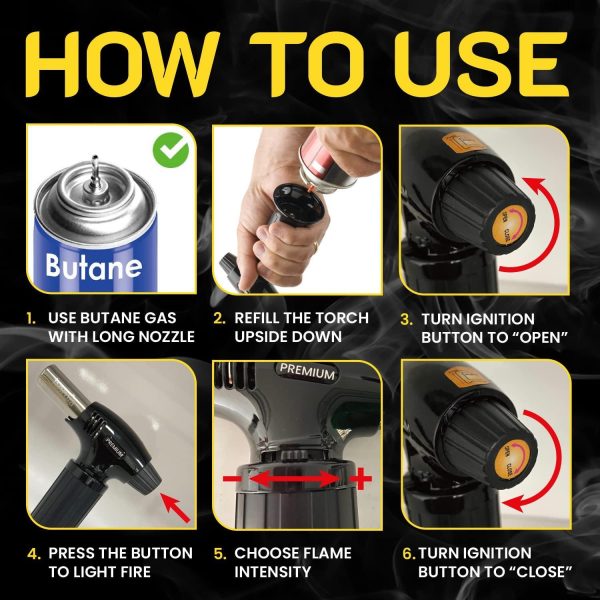 Butane Torch  Refillable Kitchen Torch Lighter Adjustable Flame for Smokers Smoking Guns with Wood Chips bag icnluded  Fit All Butane Tanks with Adapters included  (Butane Gas Is Not Included) - Image 3