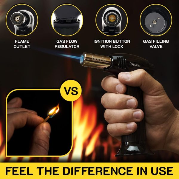 Butane Torch  Refillable Kitchen Torch Lighter Adjustable Flame for Smokers Smoking Guns with Wood Chips bag icnluded  Fit All Butane Tanks with Adapters included  (Butane Gas Is Not Included) - Image 4