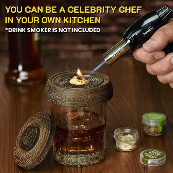 Butane Torch  Refillable Kitchen Torch Lighter Adjustable Flame for Smokers Smoking Guns with Wood Chips bag icnluded  Fit All Butane Tanks with Adapters included  (Butane Gas Is Not Included) - Image 6