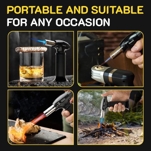 Butane Torch  Refillable Kitchen Torch Lighter Adjustable Flame for Smokers Smoking Guns with Wood Chips bag icnluded  Fit All Butane Tanks with Adapters included  (Butane Gas Is Not Included) - Image 7