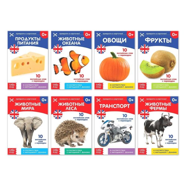 Russian English First Words Flash Cards 8 pcs   Learn English Flash Cards of Doman   Learning English as Second Language   English Teaching Games