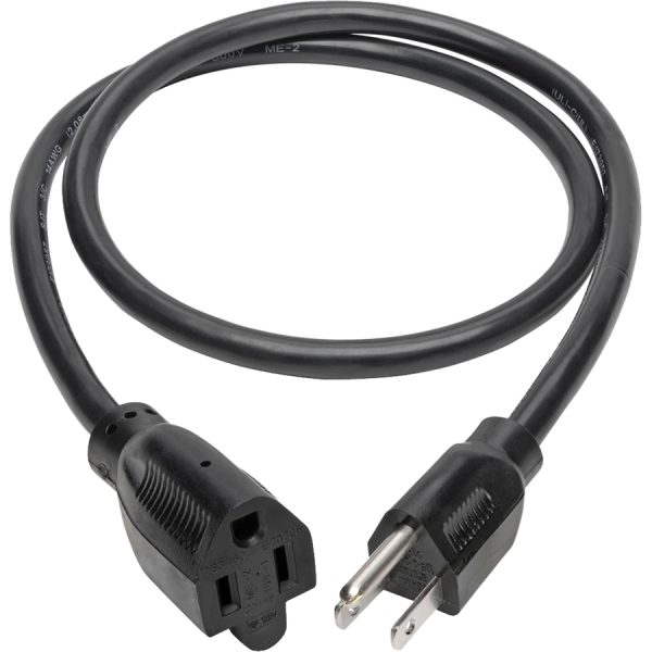 Eaton Tripp Lite Series Power Extension Cord, NEMA 5-15P to NEMA 5-15R - Heavy-Duty, 15A, 120V, 14 AWG, 3 ft. (0.91 m), Black - Image 2