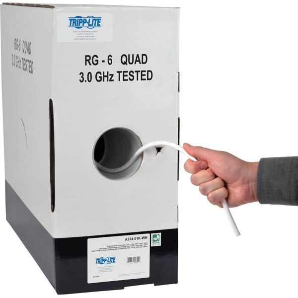 Eaton Tripp Lite Series RG6/U Quad-Shield CMR-Rated Coaxial Cable, White, 1000 ft. (304.8 m) - Image 3
