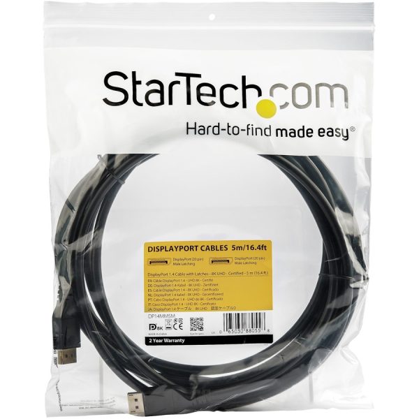 StarTech.com 5 m VESA Certified DisplayPort 1.4 Cable - 8K 60Hz HBR3 HDR - 16 ft Super UHD 4K 120Hz - DP to DP Video Monitor Cord M/M - Image 4
