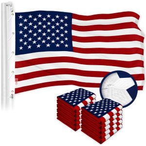 G128 10 Pack: American USA Flag | 12x18 Ft | ToughWeave Series Embroidered 600D Polyester | Country Flag, Embroidered Stars, Sewn Stripes, Indoor/Outdoor, Brass Grommets