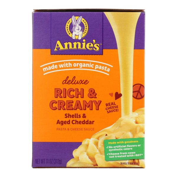 Annies Homegrown Macaroni Dinner - Creamy Deluxe - Shells and Real Aged Cheddar Sauce - 11 oz - case of 12 - Image 3