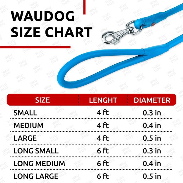 WAUDOG Rolled Leather Dog Leash 4Ft * 0.3 in for Small Medium and Large Dogs   Heavy Duty Leather Puppy Leash for Outdoor Walking Running Training   Strong Dog Leashes for Large Breed Dogs (Blue) - Image 6