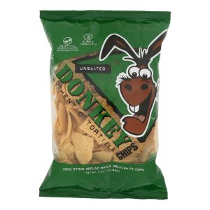 Donkey Chips - Tortilla Chips Unsalted - Case of 12 - 11 ounces
