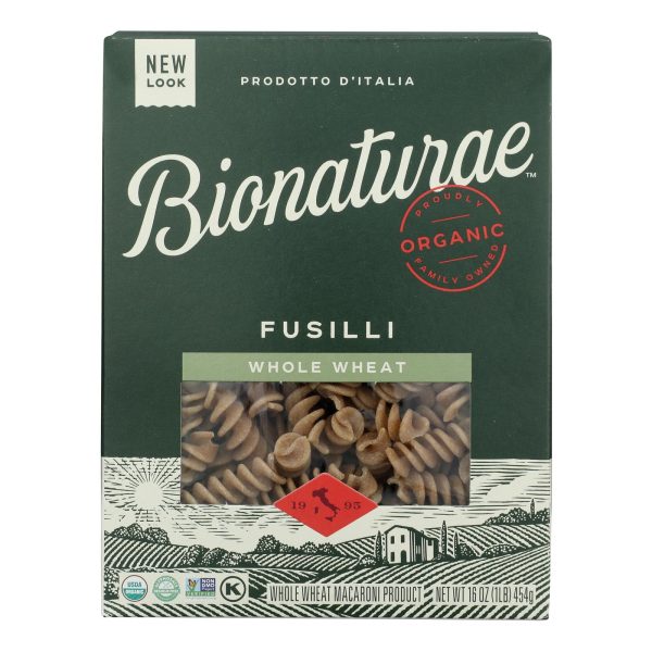 Bionaturae Pasta - Organic - 100 Percent Whole Wheat - Fusilli - 16 oz - case of 12 - Image 3