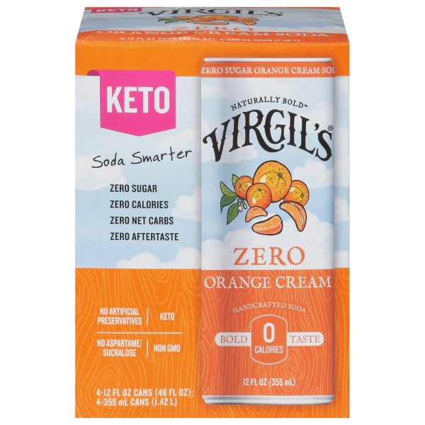 Virgil's - Soda Zero Sugar Orange Can - Case of 6-4/12 Fluid Ounces - Image 2