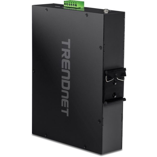 TRENDnet 10-Port Industrial Gigabit PoE+ Switch, WideTemperature Range -20° - 65°C (-4° - 149°F), DIN Rail Switch, 50-55V DC, 8 x Gigabit PoE+ Ports, 2 x Gigabit SFP Slots, TI-PGM102, Black - Image 2