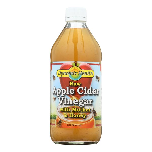 Dynamic Health Apple Cider Vinegar - with the Mother and Natural Honey - Glass Bottle - 16 oz