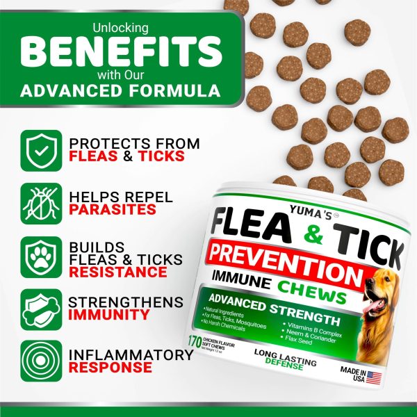 Flea and Tick Prevention for Dogs Chewables   170 Treats   Natural Dog Flea and Tick Treatment Chewable   Flea and Tick Chews for Dogs   Soft Oral Flea Pills for Dogs   All Breeds & Ages   Made in USA - Image 2