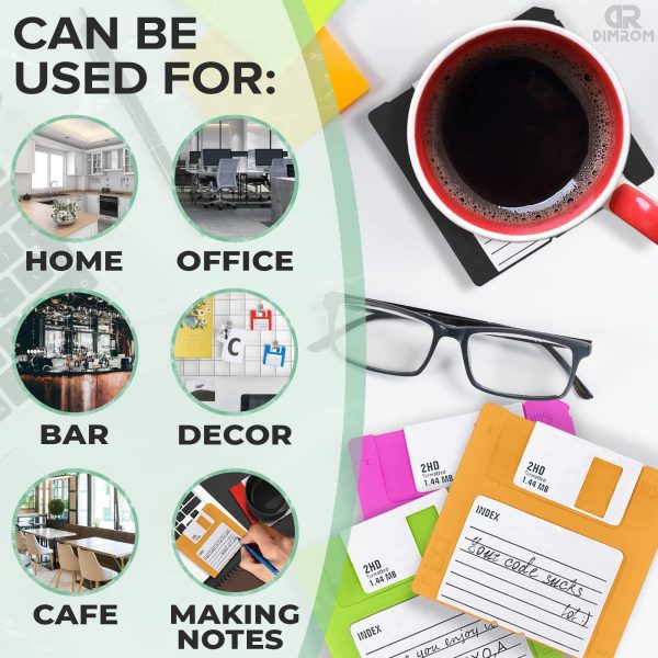 6 PCS Silicone Floppy Disk Coaster For Tables, Drink Coasters for Tabletop Protection - Cheerful Funny Coasters Suitable - Image 3