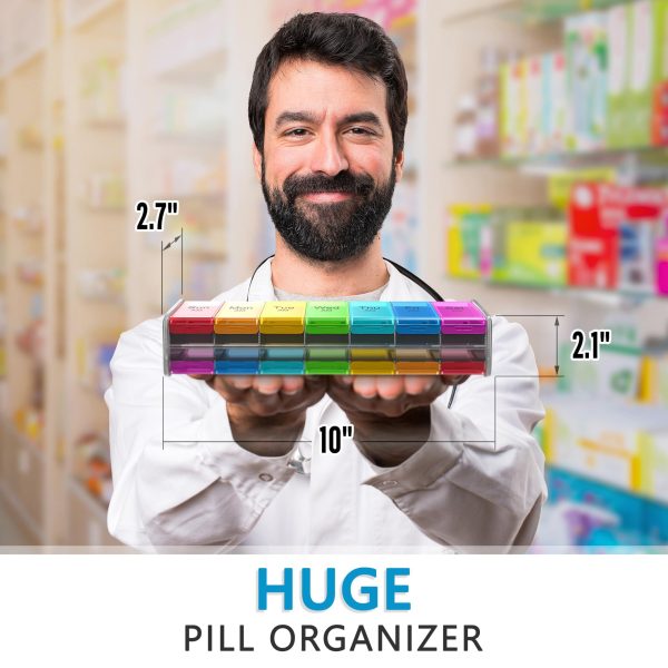 Extra Large Pill Organizer  XXL Pill Box 7 Day   Weekly Pill Organizer with AM PM Large Compartments Big Pill Case for Supplements Jumbo Pill Holder for Vitamins Huge Medicine Organizer 2 Times a Day - Image 7