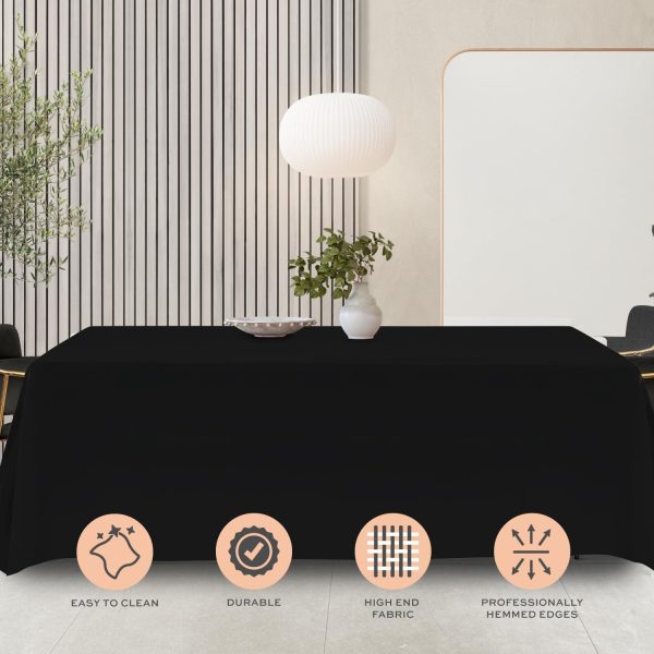 WEALUXE Black Tablecloth 90x132   Black Table Clothes for 6 Foot Rectangle Tables 200 GSM Stain and Wrinkle Resistant Washable Fabric [2 Pack] - Image 4
