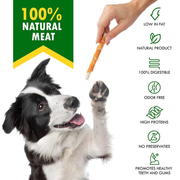 Dog Rawhide Sticks Wrapped with Chicken & Pet Natural Chew Treats   Grain Free Organic Meat & Human Grade Dried Snacks in Bulk   Best Twists for Training Small & Large Dogs   Made for USA (Sticks) - Image 2