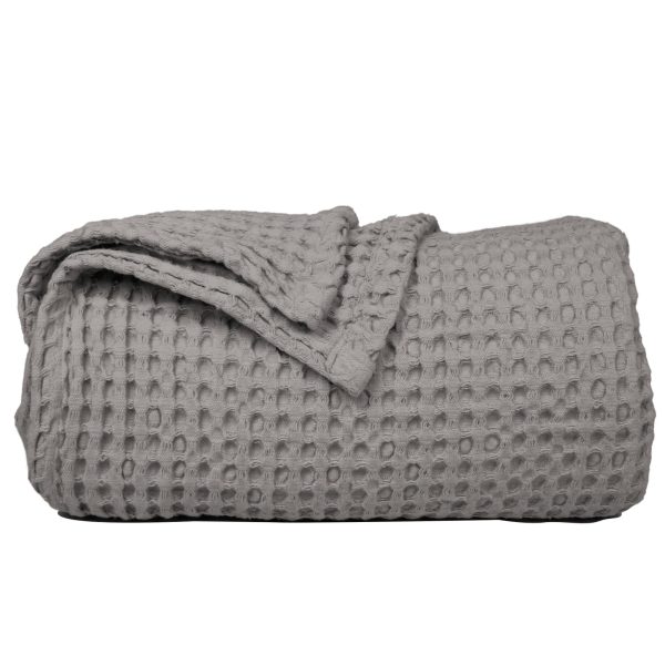 The Fine Living Co. 100% Cotton Waffle Weave Throw Blanket   Lightweight Soft and Breathable Throw Blanket for All Season  Skin Friendly Blanket for Couch Bed Sofa  50”x70” inches Mineral Gray