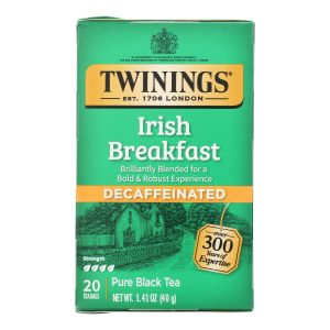 Twinings Tea Breakfast Tea - Irish Decaf - Case of 6 - 20 Bags