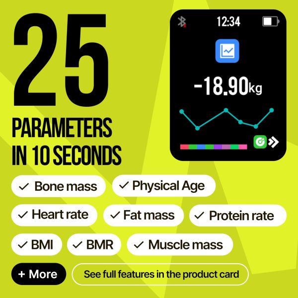 25 Metrics  White Digital Bathroom Smart Scale with BMI Body Fat Muscle Mass Bluetooth Apple Health Compatible Scales Digital Weight Composition Scale & Body Fat Mass Up to 400lb 180 kg - Image 2