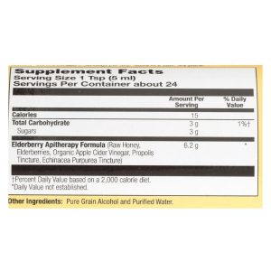 Honey Gardens Apiaries Elderberry Syrup - Apitherapy Raw Honey - Propolis and Elderberries - Cough - 4 oz