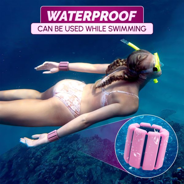 2Ct Ankle Weights for Women   Waterproof Ankle Weights 2 Lbs Water Ankle Weights for Pool Exercise Ankle Weights Pilates Weights Weighted Bangles   Bangle Weights for Women Pink Ankle Weights for Pool - Image 6