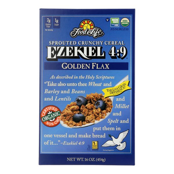 Food For Life Baking Co. Cereal - Organic - Ezekiel 4-9 - Sprouted Whole Grain - Golden Flax - 16 oz - case of 6 - Image 3