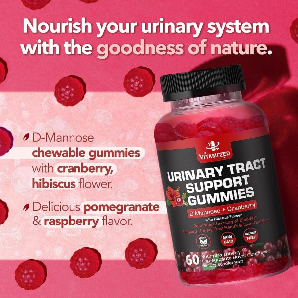 Potent Cranberry Gummies 1500mg with D Mannose   Urinary Tract Health for Women & Men Urinary Flush & Bladder Fast Acting Support Supplements with Hibiscus Powder 180 Count - Image 4