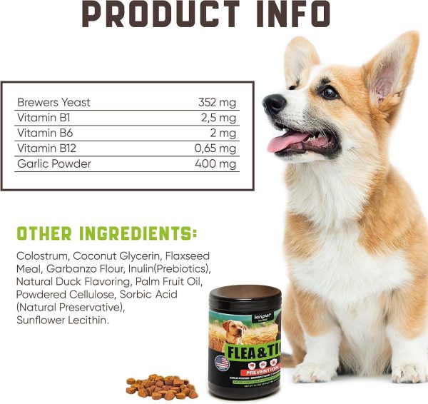 Flea and Tick Prevention Chewable for Dogs - No Collars, No Mess - Easy Help with Flea and Tick for Dogs - American Quality - for All Breeds and Ages - Duck-Flavored Treats - 180 Flea Chews for Dogs - Image 4