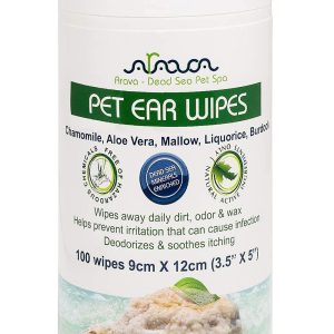 Ear Cleaner Wipes by Arava   for Dogs Cats Puppies & Kittens   100 Count   Natural Medicated Cleansing Deodorizer   Removes Dirt Wax