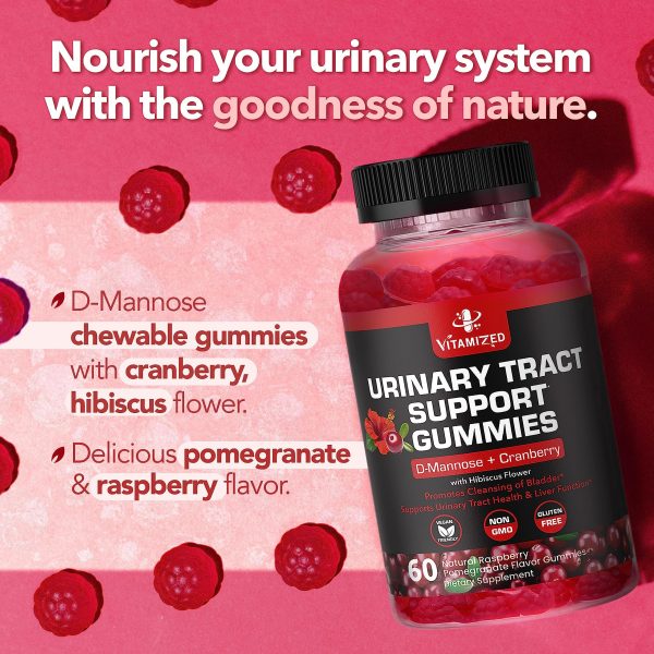 Potent Cranberry Gummies 1500mg with D Mannose   Urinary Tract Health for Women & Men Urinary Flush & Bladder Fast Acting Support Supplements with Hibiscus Powder 60 Count - Image 4