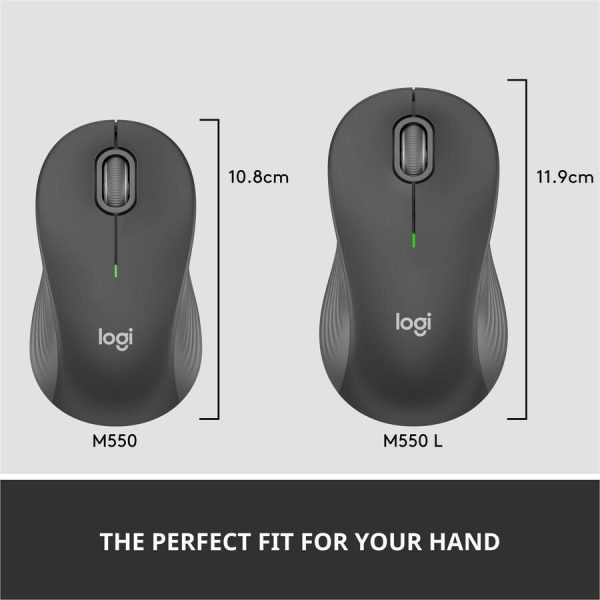 Logitech Signature M550 L Full Size Wireless Mouse - For Large Sized Hands, 2-Year Battery, Silent Clicks, Bluetooth, Graphite - Image 3