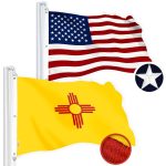 G128 Combo Pack: American USA Flag 5x8 Ft & New Mexico Flag 5x8 Ft, Both Embroidered SPUN Polyester, Indoor/Outdoor, Brass Grommets