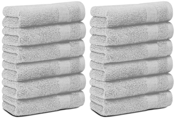 Resort Collection Soft Washcloth Face & Body Towel Set | 12x12 Luxury Hotel Plush & Absorbent Cotton Washclothes [12 Pack Dolphin Grey] - Image 2