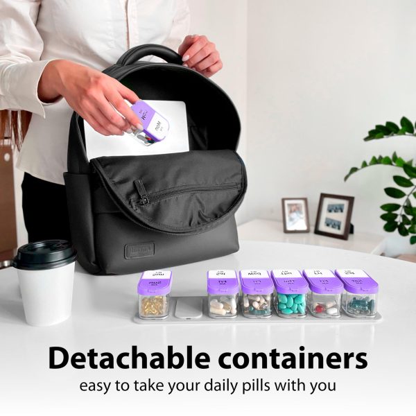 Extra Large Pill Organizer 2 Times A Day   Big Pill Box 7 Day Am Pm   XL Weekly Vitamin Holder Jumbo Medicine Container for Supplement XXL Daily Pill Case with Huge Oversized Compartments Purple white - Image 3