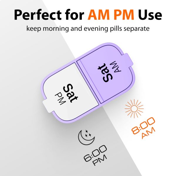 Extra Large Pill Organizer 2 Times A Day   Big Pill Box 7 Day Am Pm   XL Weekly Vitamin Holder Jumbo Medicine Container for Supplement XXL Daily Pill Case with Huge Oversized Compartments Purple white - Image 4