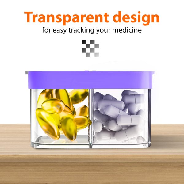 Extra Large Pill Organizer 2 Times A Day   Big Pill Box 7 Day Am Pm   XL Weekly Vitamin Holder Jumbo Medicine Container for Supplement XXL Daily Pill Case with Huge Oversized Compartments Purple white - Image 6