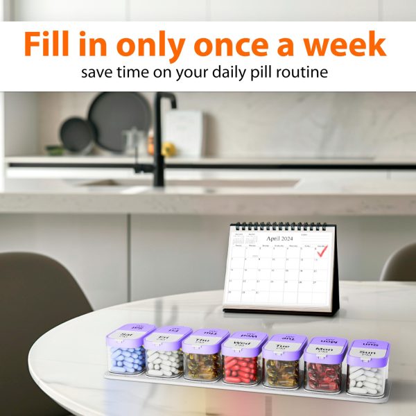 Extra Large Pill Organizer 2 Times A Day   Big Pill Box 7 Day Am Pm   XL Weekly Vitamin Holder Jumbo Medicine Container for Supplement XXL Daily Pill Case with Huge Oversized Compartments Purple white - Image 7