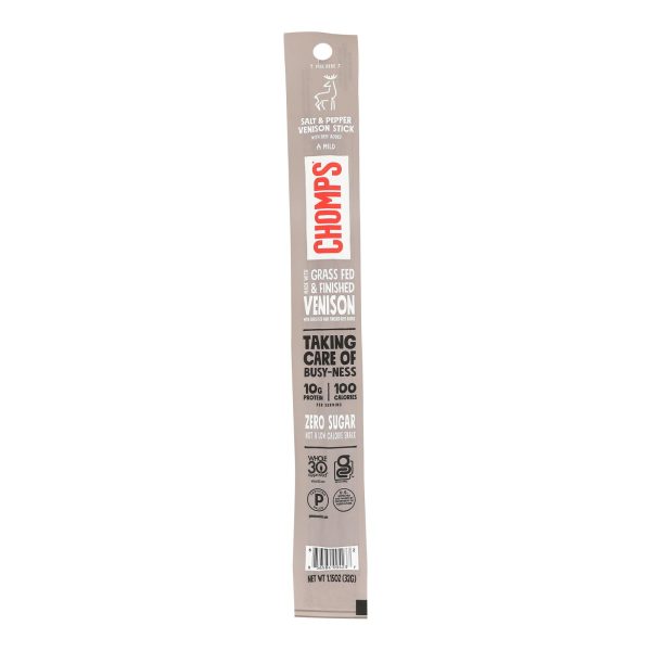 Chomps Venison Sticks - Pepper - Salt - Case of 24 - 1.15 oz - Image 3