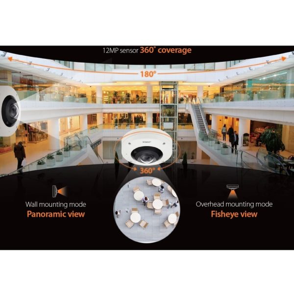 Wisenet XNF-9010RV 12 Megapixel Outdoor Network Camera - Color - Fisheye - White - Image 2