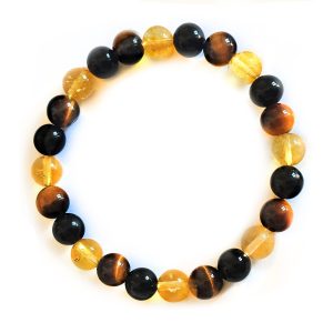 Citrine, Yellow Tiger Eye, Onyx Triple Protection Bracelet for Men and women (8MM) 19cm