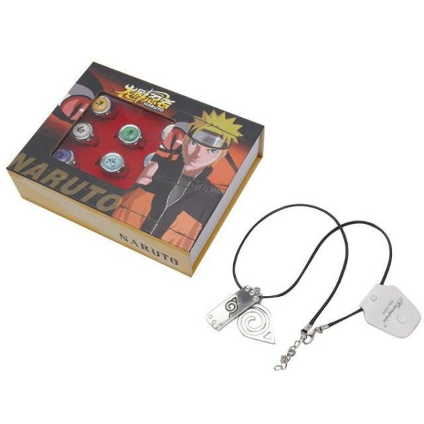 Naruto Akatsuki Rings 10pcs Set With Green Frog Wallet and Chain Cosplay Itachi Sharingan Box Hidden Leaf Village Anime - Image 29