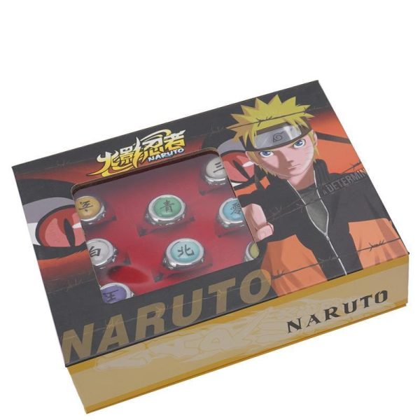 Naruto Akatsuki Rings 10pcs Set With Green Frog Wallet and Chain Cosplay Itachi Sharingan Box Hidden Leaf Village Anime - Image 40