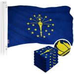 G128 5 Pack: Indiana IN State Flag | 2.5x4 Ft | ToughWeave Series Embroidered 300D Polyester | Embroidered Design, Indoor/Outdoor, Brass Grommets
