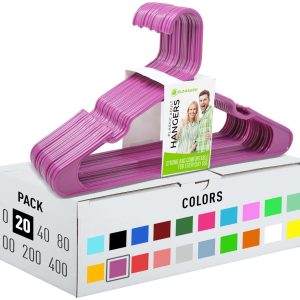 Hangers for Adult Size Clothing Plastic Ideal for Everyday Standard Use Clothes Shirts Blouses TShirts Dresses Jackets Suits. Color  Purple Pack  20 PCS.