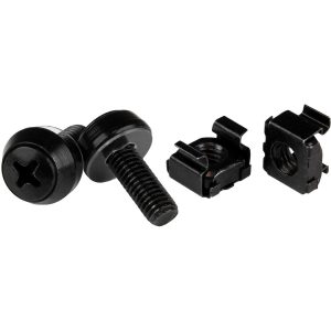 StarTech.com M6 x 12mm - Screws and Cage Nuts - 100 Pack, Black - M6 Mounting Screws & Cage Nuts for Server Rack & Cabinet