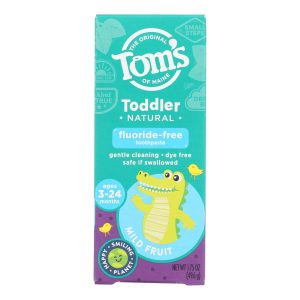 Tom's of Maine Toothpaste - Toddler Training - Natural - Fluoride Free - Mild Fruit - 1.75 oz - Case of 6