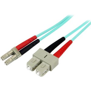 StarTech.com 10m (30ft) LC/UPC to SC/UPC OM3 Multimode Fiber Optic Cable, Full Duplex 50/125 Zipcord, 100G, LSZH Fiber Jumper Cord